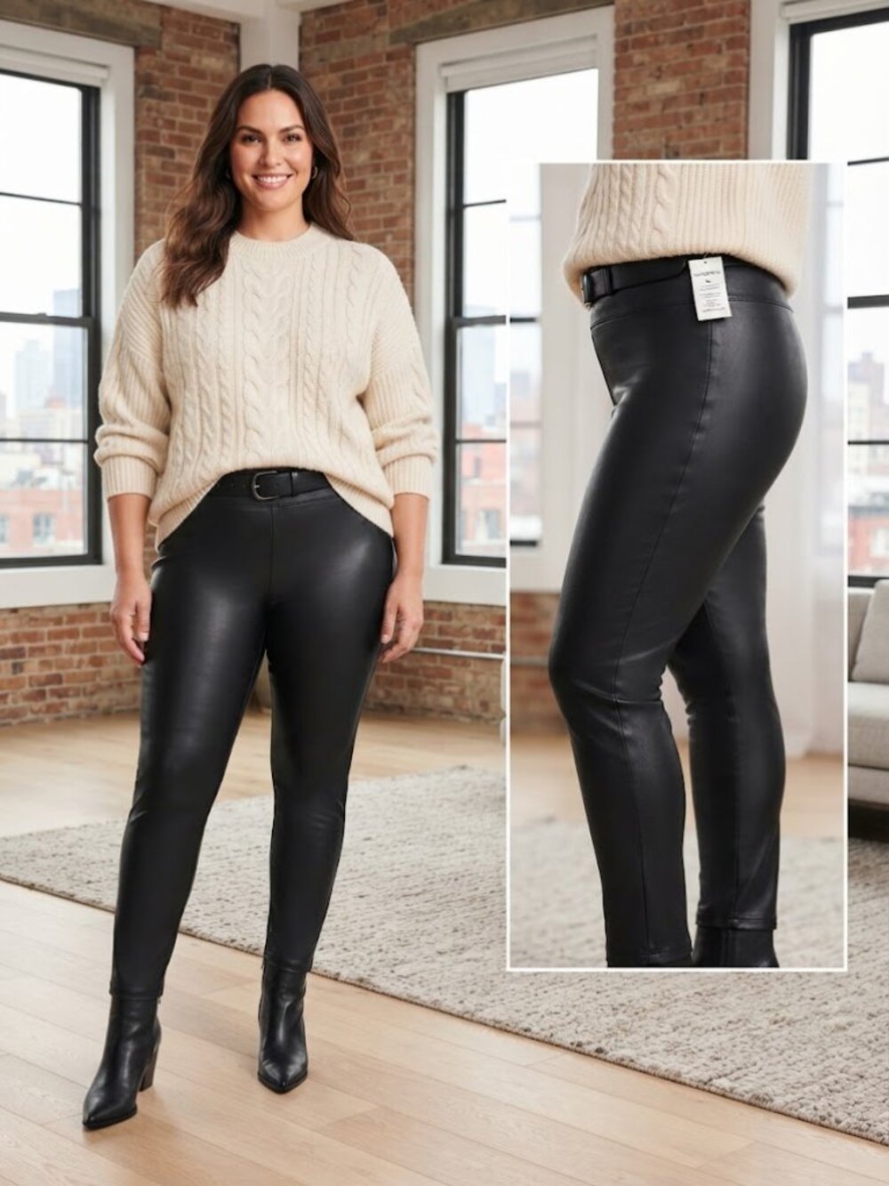 Nordstrom Black Vegan Faux Leather Pull-On Legging Pants Women's Size XL NEW